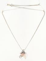 Ezüst(Ag) nyaklánc rózsakvarcos függővel, jelzett, h: 44 cm, bruttó: 4,7 g