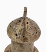 Ezüst(Ag) sószóró egyiptomi sivatagi jelenettel, jelzés nélkül, m: 8,5 cm, nettó: 38,2 g