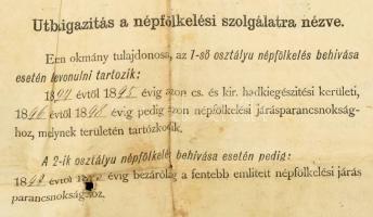 1893 Katonai végelbocsájtó levél kürtös részére. 48x39 cm Gyűrődésekkel