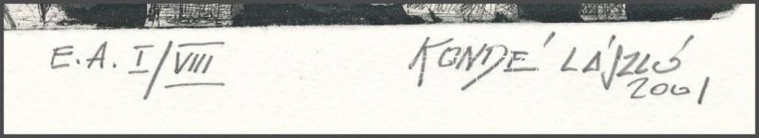 Kondé László (1954-2002): Crucifixum, 2001. Rézkarc, papír, jelzett, művészpéldány E/A I./VIII. szám...