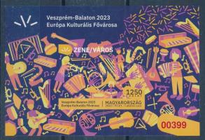 2023 Veszprém-Balaton Európa kulturális fővárosa vágott blokk piros sorszámmal