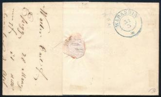 1850 Cover with 6kr postage due and full content, blue "ESZÉK" - blue "WARASDIN"...