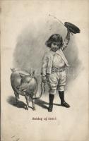 Hungarian boy with pig (EK)