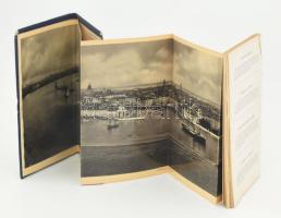 cca 1920-30 Riccordo di Venezia, 32 vedute, leporelló 32 db fotó után készült látképpel, kötéstábla ...