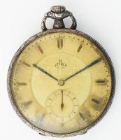 Tellus Super ezüst (Ag) tokos zsebóra, nem működik, foltos számlap, d: 42 mm