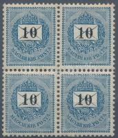 1889 Feketeszámú 10kr 4-es tömb (13.200+) (2 falcos, 2 postatiszta / hinged 2 stamps, MNH 2 stamps)