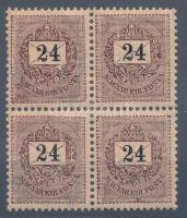 1889 24kr 4-es tömb (49.000+) (1 falcos, 3 postatiszta / hinged 1 stamp, MNH 3 stamps)
