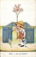 Gyerek, kerítés festés s: John Wills, Child, fence painting s: John Wills