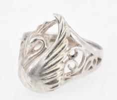 Ezüst(Ag) hattyús gyűrű, jelzett, méret: 54, nettó: 5,3 g