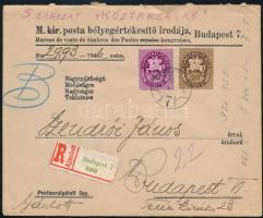 1946 (9. díjszabás) Budapest helyi levél 2 db Lovasfutár bélyeggel, 50 ezer P bérmentesítéssel