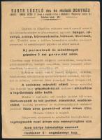 1939 Bonyhád, Barta László érc és rézöntő számlája, egy prospektusa hátoldalán, hajtott, 2 F okmányb...