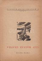 Tóth Ervin:  Szép magyar grafika. (Számozott, aláírt.)  (Budapest), 1943. A ,,Magyar Lélek" kiadása (Királyi Magyar Egyetemi Nyomda). 24 p. Egyetlen kiadás.  Kolofon: ,,E munkából 150 számozott példány készült a szerző aláírásával. CXXI. [példány]. Tóth Ervin (aláírás). A fedőlap grafikája Bordás Ferenc eredeti fametszete. A belső címlap fametszete, az Árpád-házi Boldog Margitot ábrázoló fametszet ismeretlen magyar mester munkája a XV. század végéről. A szöveg kezdőbetűjét szoboszlai Mata János véste. A könyv zárórajzát Gy. Szabó Béla készítette". Oldalszámozáson belül gazdag illusztrációs anyaggal.  Fűzve, színes, illusztrált kiadói borítóban. Jó példány.