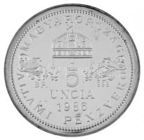 Bognár György (1944-) 1986. "Magyarország - Állami Pénzverő - 5 uncia 1986" Ag emlékérem k...