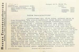 cca 1938 Vegyes cserkész tétel, össz. 10 db: közte 3 db Magyar Cserkészszövetség fejléces levele, eg...