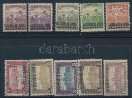 Nyugat-Magyarország III. 1919 10 db klf bélyeg (Parlament 1K pecsételt), Bodor vizsgálójellel (**8.650)