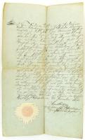 1823 Dárda, Esterházy Kázmér nevében kiadott hivatalos levél, papírfelzetes viaszpecséttel.