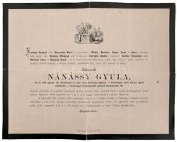 1884, 1943 2 db halotti értesítő a Nánássy család tagjairól.