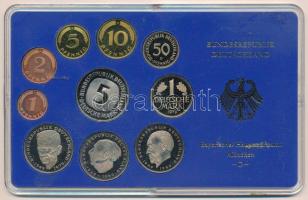 NSZK 1979D 1pf-5M (10xklf) forgalmi sor műanyag dísztokban T:PP  FRG 1979D 1 Pfennig - 5 Mark (10xdiff) coin set in plastic case C:PP