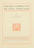 Verlaine, Paul: Poésies Compl?tes de Paul Verlaine 1-2. Banderole., 1923. Kiadói bordázott félbőr kö...
