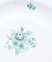 Herendi zöldvirágos mélytányér garnitúra, jelzett, egyik darab későbbi pótlás és sérült, d: 25,5 cm