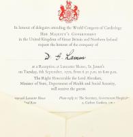 1966-70 2 db meghívó: Szovjetunió új-delhii nagykövetségén rendezett és Nagy-Britannia egészségügyi ...