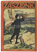 1903-1904 Zászlónk. Ifjusági Lap. Kiadja a Regnum Marianum. II. évf. Bp., 1904, Stephaneum. Kiadói illusztrált egészvászon-kötés, kopott, foltos borítóval, sérült kötéssel és kijáró lapokkal, megviselt állapotban.