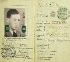 1937 M. Kir. fényképes útlevele gyerek részére, néhány érdekes bejegyzéssel és bélyegzéssel