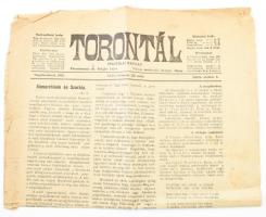 1913 Nagybecskerek, Torontál politikai napilap XLII évf. okt. 6. sz., számos hirdetéssel, kissé foltos és kissé sérült