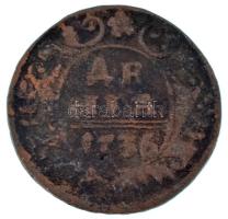 Orosz Birodalom 1736. Denga (1/2k) Cu T:F Russian Empire 1736. Denga (1/2 Kopeck) Cu C:F Krause KM#1...