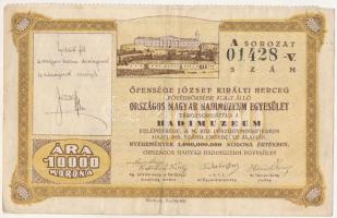 1925. "Országos Magyar Hadimúzeum Egyesület" tárgysorsjáték sorsjegy 10.000K értékben, "01428 - V" sorszámmal T:F