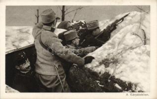 WWI, Hungarian soldiers in thrench in the Carpathian Mountains, Első világháborús magyar katonák lövészárokban a Kárpátokban 'Érdekes Újság'