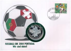 Libéria 2004. 5$ Ag &quot;Labdarúgó Európa Bajnokság 2004 - Svájci válogatott, St. Jakob Park, Bázel&quot; felbélyegzett borítékban, bélyegzéssel T:PP Liberia 2004. 5 Dollars Ag &quot;Football Europe Championship 2008 - Swiss football team, St. Jakob Park, Basel&quot; in envelope with stamp and cancellation C:PP