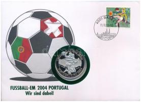 Libéria 2004. 5$ Ag "Labdarúgó Európa Bajnokság 2004 - Svájci válogatott, St. Jakob Park, Bázel" felbélyegzett borítékban, bélyegzéssel T:PP Liberia 2004. 5 Dollars Ag "Football Europe Championship 2008 - Swiss football team, St. Jakob Park, Basel" in envelope with stamp and cancellation C:PP