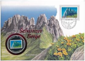 Uganda 1996. 1000Sh Cu-Ni "Svájci hegyek - Kreuzberge" felbélyegzett borítékban, alkalmi bélyegzéssel T:UNC Uganda 1996. 1000 Shillings Cu-Ni "Swiss mountains - Kreuzberge" in envelope with stamp and cancellation C:UNC