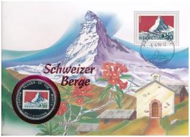 Uganda 1996. 1000Sh Cu-Ni "Svájci hegyek - Matterhorn" felbélyegzett borítékban, alkalmi bélyegzéssel T:UNC Uganda 1996. 1000 Shillings Cu-Ni "Swiss mountains - Matterhorn" in envelope with stamp and cancellation C:UNC