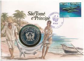 Sao Tomé és Principe DN (1993) 1000D Cu-Ni &quot;Atlantai Olimpia 1996 - Torna&quot; felbélyegzett borítékban, WWF bélyegzéssel T:PP patina Sao Tomé and Principe ND (1993) 1000 Dobras Cu-Ni &quot;Atlanta Olympics 1996 - Gymnastics&quot; in envelope with stamp and WWF cancellation C:PP patina Krause KM#64