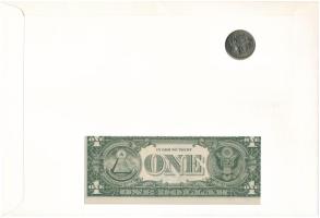 Amerikai Egyesült Államok 1981. 1$ bankjegy + 1976 25c Cu- Ni érme felbélyegzett borítékban, bélyegz...
