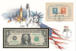 Amerikai Egyesült Államok 1985. 1$ felbélyegzett borítékban, bélyegzéssel T:UNC  USA 1985. 1 Dollar in envelope with stamp and cancellation C:UNC