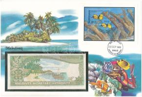 Maldív-szigetek 1983. 2R felbélyegzett borítékban, bélyegzéssel T:UNC  Maldives 1983. 2 Rufiyaa in envelope with stamp and cancellation C:UNC