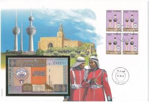 Kuvait 1994. 1/4D borítékban, alkalmi bélyeggel és bélyegzéssel T:UNC  Kuwait 1994. 1/4 Dinar in envelope with stamps and cancellations C:UNC