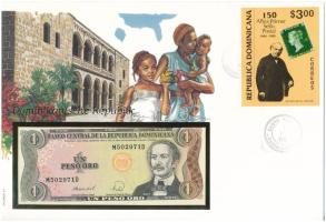 Dominikai Köztársaság 1988. 1P felbélyegzett borítékban, bélyegzéssel T:UNC Dominican Republic 1988. 1 Peso in envelope with stamp and cancellation C:UNC