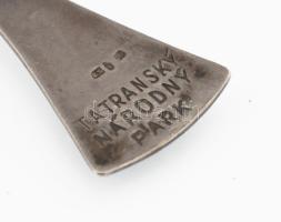 cca 1930 Tátrai nemzeti park ezüst (Ag) mokkás kanál havasi gyopárral, jelzett 9,8 g