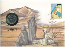 Szaharai Arab Demokratikus Köztársaság (Nyugat-Szahara) 1990. 50p Cu-Ni felbélyegzett borítékban, bélyegzéssel, német nyelvű leírással T:UNC Sharawi Arab Democratic Republic (Western Sahara) 1990. 50 Pesetas Cu-Ni in envelope with stamp and cancellation, with German language description C:UNC