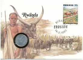 Ruanda 1970. 2Fr felbélyegzett borítékban, bélyegzéssel, német nyelvű leírással T:UNC Rwanda 1970. 2 Francs in envelope with stamp and cancellation, with German description C:UNC