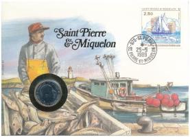 Franciaország / Saint Pierre és Miquelon 1988. 1Fr "Charles de Gaulle" felbélyegzett borítékban, bélyegzéssel, német nyelvű leírással T:UNC France / Saint Pierre & Miquelon 1988. 1 Franc "Charles de Gaulle" in envelope with stamp and cancellation, with German description C:UNC