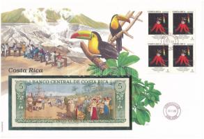 Costa Rica 1990. 5C felbélyegzett borítékban, bélyegzéssel T:UNC Costa Rica 1990. 5 Colones in envelope with stamp and cancellation C:UNC