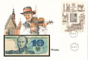 Lengyelország 1982. 10Zl felbélyegzett borítékban, bélyegzéssel T:UNC Poland 1982. 10 Zlotych in envelope with stamp and cancellation C:UNC