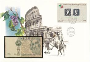 Olaszország 1982. 1000L felbélyegzett borítékban, bélyegzéssel T:UNC Italy 1982. 1000 Lire in envelope with stamp and cancellation C:UNC