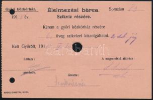 1915 Élelmezési szikvíz bárca győri közkórház T III ly