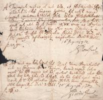 1702 Salgótarján, Sajószentpéter vonatkozású nyugta, benne a Hohenzollern regiment említésével, magy...